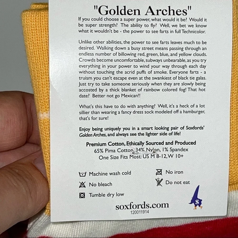 NEW Soxfords Golden Arches Novelty Socks